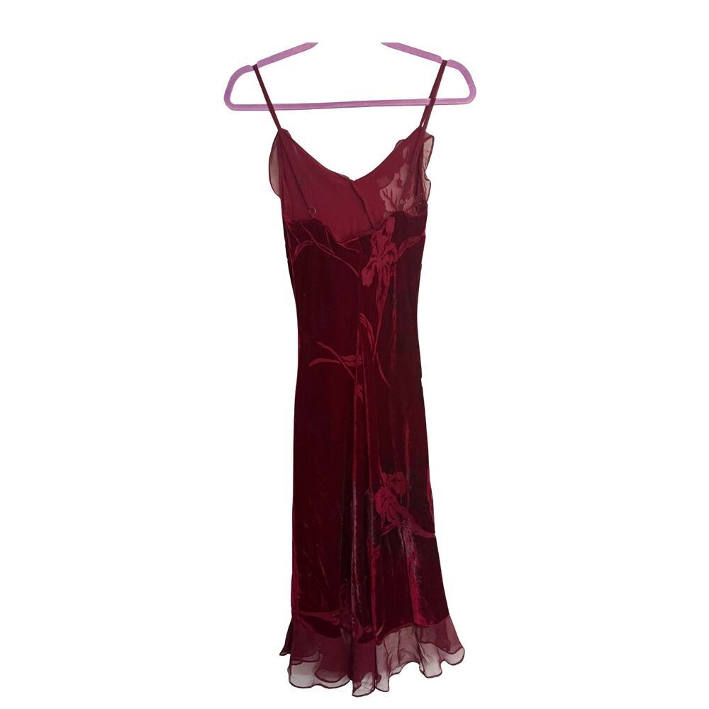 Vintage Betsey Johnson Velvet Burnout Slip Dress Floral Silk Rayon S - Picture 7 of 10